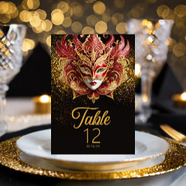 Maskerade Masker Motief Rood Goud ID1031 Kaart