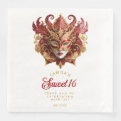 Maskerade Masker Motief Rood Goud Wit ID1032 Servet (Voorkant)