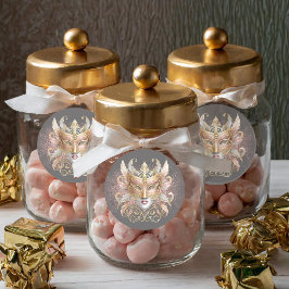 Maskerade Masker Motief Roos Goud ID1031 Ronde Sticker