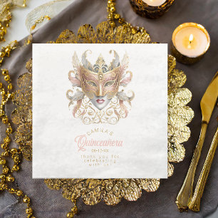 Maskerade Masker Motief Roos Goud Wit ID1031 Servet