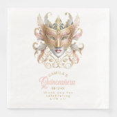 Maskerade Masker Motief Roos Goud Wit ID1031 Servet (Voorkant)