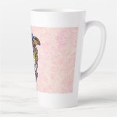 Maskerade Masker op Dusty Pink Brocade Patroon Latte Mok (Rechts)
