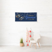 Maskerade Masker Quinceañera Blauw Goud ID1031 Spandoek (Insitu)