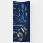 Maskerade Masker Quinceañera Blauw Goud ID1031 Spandoek (Verticaal)