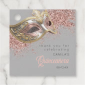 Maskerade Masker Quinceanera Roos Gold ID1031 Bedankjes Labels (Voorkant)