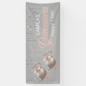 Maskerade Masker Quinceañera Roos Gold ID1031 Spandoek (Verticaal)