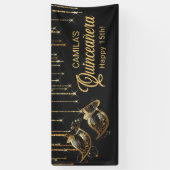 Maskerade Masker Quinceañera Zwart Goud ID1031 Spandoek (Verticaal)