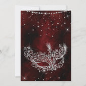 Maskerade masker rood zilver glitter quinceanera kaart (Achterkant)