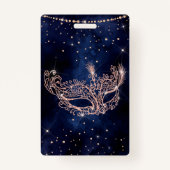 Maskerade masker roos gouden glitter Sweet 16 VIP Badge (Achterkant)