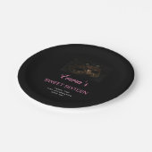 Maskerade Masker Sweet 16 15 Verjaardag Zwart, Roz Papieren Bordje (Gekanteld)