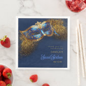 Maskerade Masker Sweet 16 Blauw Goud ID1032 Servet (Insitu)