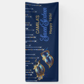 Maskerade Masker Sweet 16 Blauw Goud ID1032 Spandoek (Verticaal)