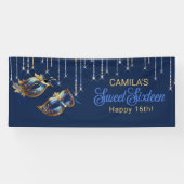 Maskerade Masker Sweet 16 Blauw Goud ID1032 Spandoek (Horizontaal)