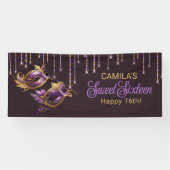 Maskerade Masker Sweet 16 Paarse Goud ID1032 Spandoek (Horizontaal)