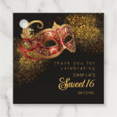 Maskerade Masker Sweet 16 Rood Goud ID1032 Bedankjes Labels (Voorkant)