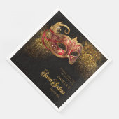 Maskerade Masker Sweet 16 Rood Goud ID1032 Servet (Hoek)
