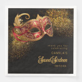 Maskerade Masker Sweet 16 Rood Goud ID1032 Servet (Voorkant)