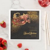Maskerade Masker Sweet 16 Rood Goud ID1032 Servet (Insitu)