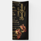 Maskerade Masker Sweet 16 Rood Goud ID1032 Spandoek (Verticaal)