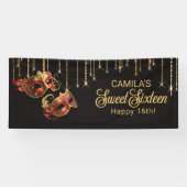 Maskerade Masker Sweet 16 Rood Goud ID1032 Spandoek (Horizontaal)