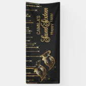 Maskerade Masker Sweet 16 Zwart Goud ID1032 Spandoek (Verticaal)