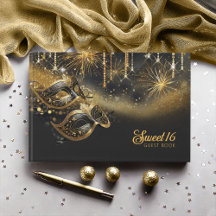 Maskerade Masker Sweet Sixteen Zwart Goud ID1032