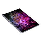 Maskerade masker Victoriaans elegant zwart roze Notitieboek (Rechterzijde)