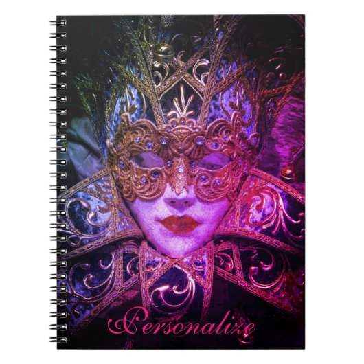 Maskerade masker Victoriaans elegant zwart roze Notitieboek (Voorkant)