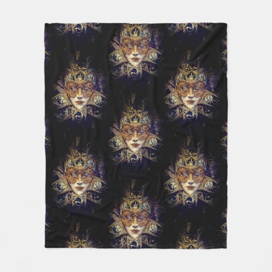 Maskerade masker Victoriaans gotisch zwart goud bl Fleece Deken (Voorkant)