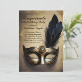 Maskerade Masker Zwart Goud Dramatische 50e Verjaa Kaart (Staand voorkant)