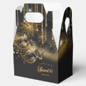 Maskerade Maskers Sweet Sixteen Zwart Goud ID1032 Bedankdoosjes (Geopend)