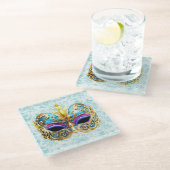 Maskerade met de gouden versieringen glazen onderzetter (Schuin)