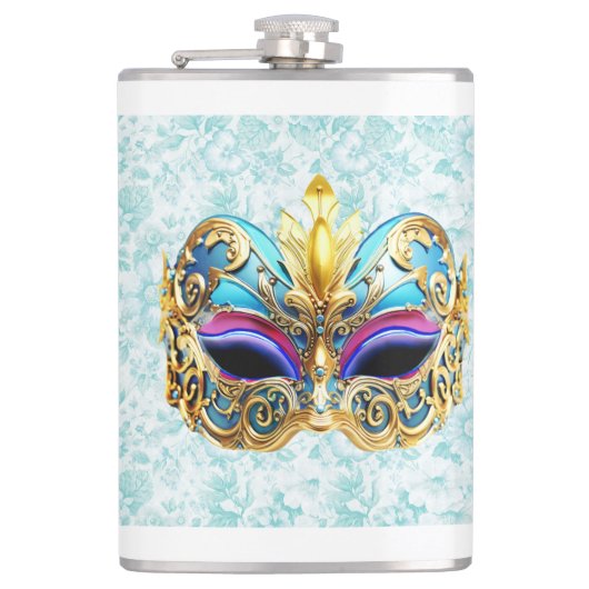 Maskerade met de gouden versieringen heupfles (Voorkant)