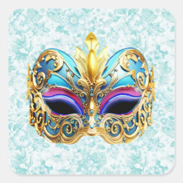 Maskerade met de gouden versieringen vierkante sticker