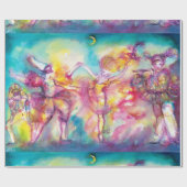 MASKERADE PARTIJ, Mardi Gras Maskers, Dance, Muzie Cadeaupapier (Vlak)