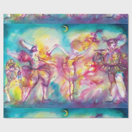 MASKERADE PARTIJ, Mardi Gras Maskers, Dance, Muzie Cadeaupapier (Vlak)