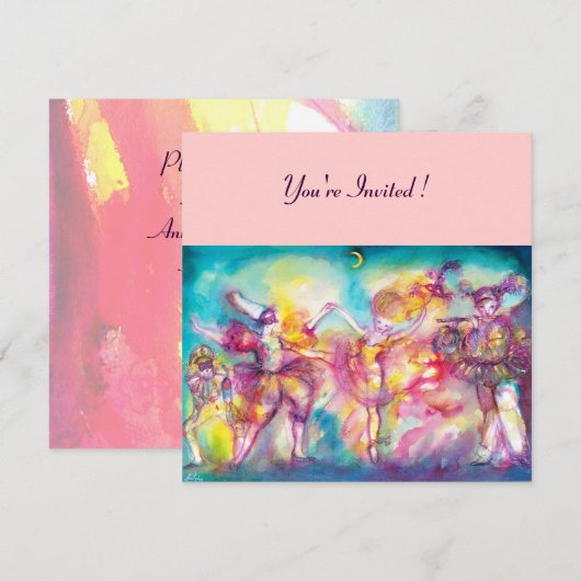 MASKERADE PARTIJ, Mardi Gras Maskers, Dance, Muzie Kaart (Voorkant / Achterkant)