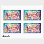 MASKERADE PARTIJ, Mardi Gras Maskers, Dance, Muzie Rechthoekige Sticker (Vel)