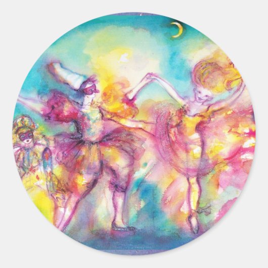 MASKERADE PARTIJ, Mardi Gras Maskers, Dance, Muzie Ronde Sticker (Voorkant)