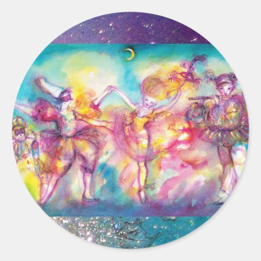 MASKERADE PARTIJ, Mardi Gras Maskers, Dance, Muzie Ronde Sticker (Voorkant)