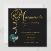 Maskerade Party Maskers Zwart Goud Blauwgroen Kaart (Achterkant)