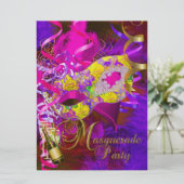 Maskerade Party Masks Champagne Geel Kaart (Staand voorkant)