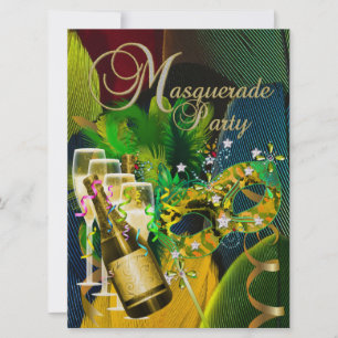 Maskerade Party Masks Champagne Gold Green Kaart