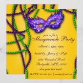 Maskerade Party Paarse Masker Uitnodigingen (Voorkant / Achterkant)