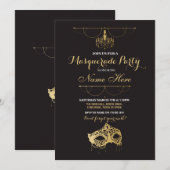 Maskerade Party Verjaardag Gold Mask Uitnodigen Kaart (Voorkant / Achterkant)