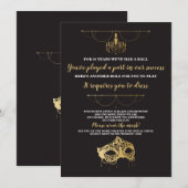 Maskerade Party Verjaardagsmasker Gold Uitnodigen Kaart (Voorkant / Achterkant)