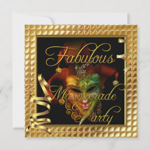 Maskerade Prachtig Goud Zwart Verjaardagsfeest Kaart