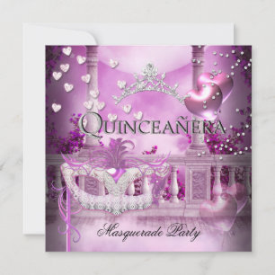 Maskerade Quinceanera 15 Roze Feest Kaart