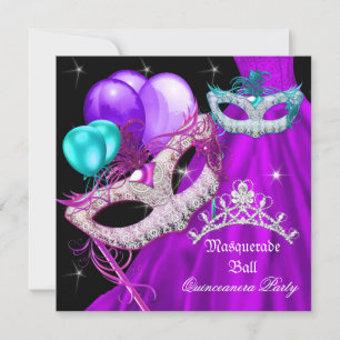 Maskerade Quinceanera-maskers Paarse jurk Kaart