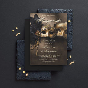 Maskerade Soiree Koppel Somber 50ste Verjaardag Kaart
